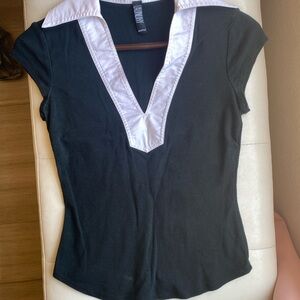 Laundry By Shelli Segal Black and White Collared Shirt